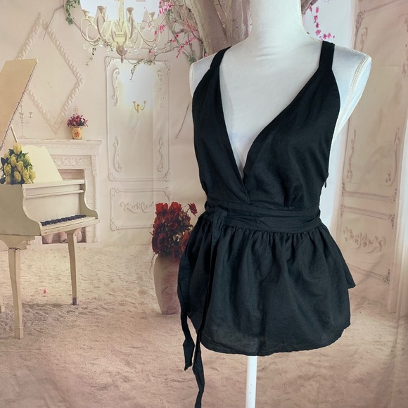 Free People Black Cotton Strappy Top - Picture 4 of 8